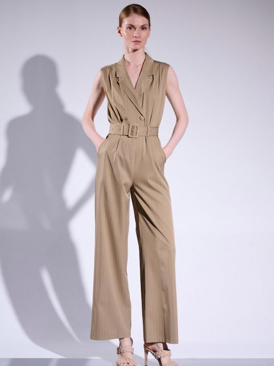 Matis Fashion Women's Sleeveless One-piece Suit Brown