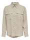 Langärmeliges Damenleinenhemd Beige