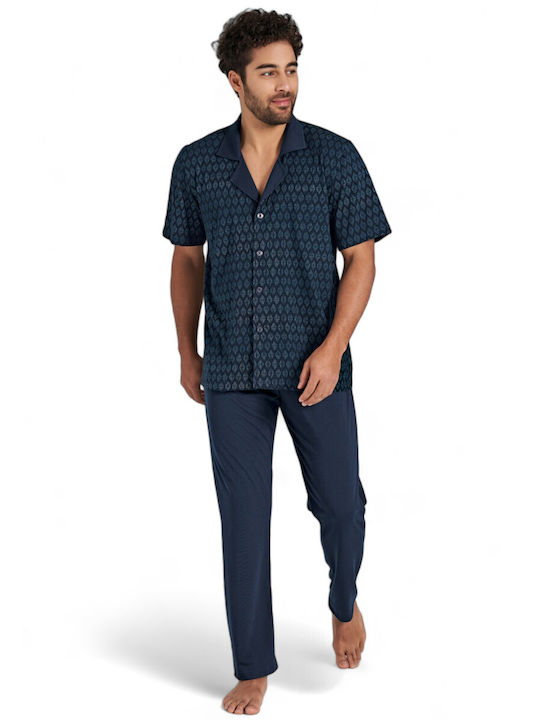 Pajama Men's Cotton Pijadore Pjdr1702-blue