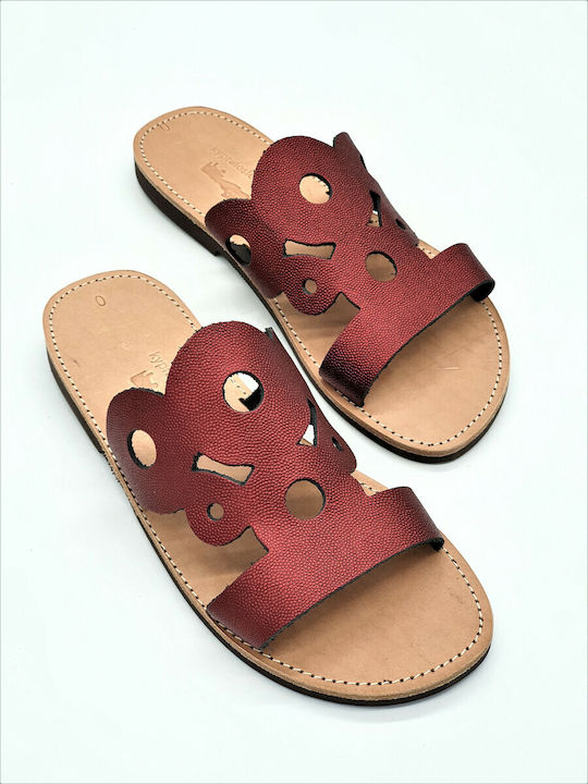 Leather Creations XK Leder Damen Flache Sandalen in Rot Farbe