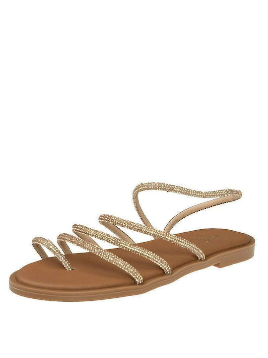 J&C Synthetic Leather Women's Sandals with Strass Gold