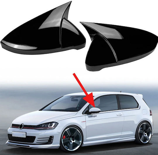 Капаци за огледала Carro 236448 за VW Golf VII 7 12-20 Touran 15+ M4 Look, гланцово черни, 2 броя