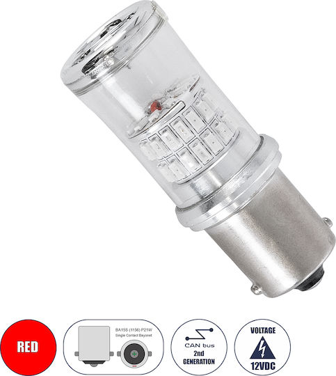 GloboStar Lampen Auto BA15S / P21W Canbus LED Rot 12V 3W 1Stück
