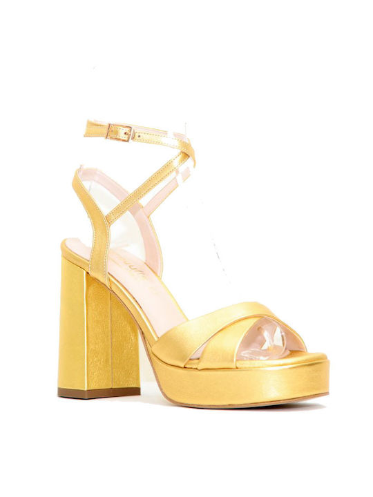 Makis Fardoulis 742-13 Women's Sandal High Gold Leather