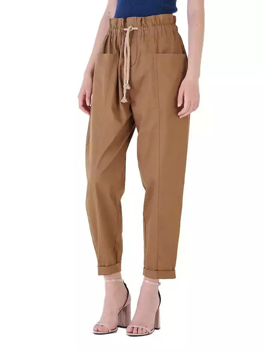 Silvian Heach Women's Cotton Trousers Brown