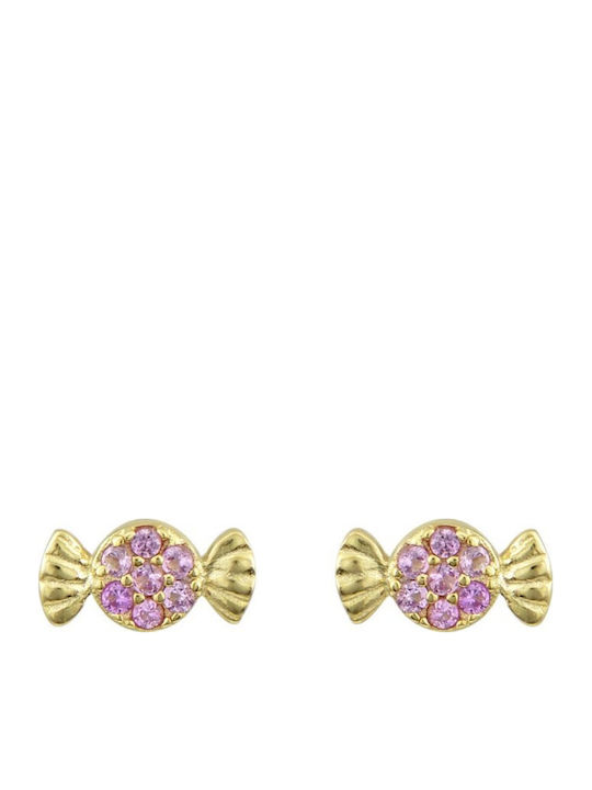 Papoulidis Jewellery Златни Детски обици Studs с камъни от Сребро