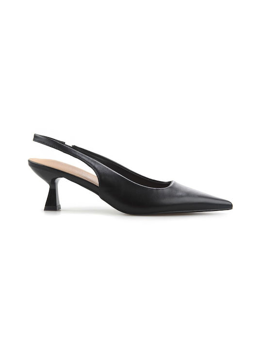 Fshoes Synthetic Leather Pointed Toe Black Medium Heels