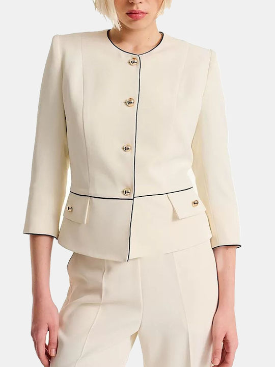 Forel Long Women's Waisted Blazer Beige