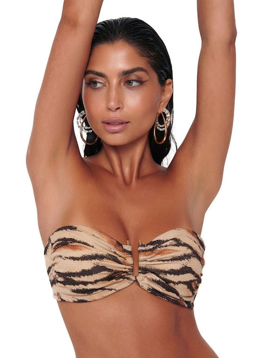 Bluepoint Strapless Bikini Top με Ενίσχυση Animal Print Blue