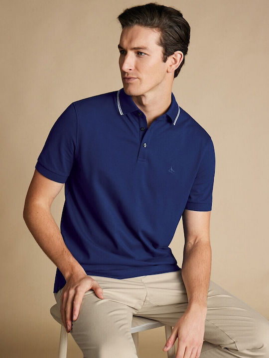 Charles Tyrwhitt Bluza pentru bărbați cu mâneci scurte Polo Light Blue