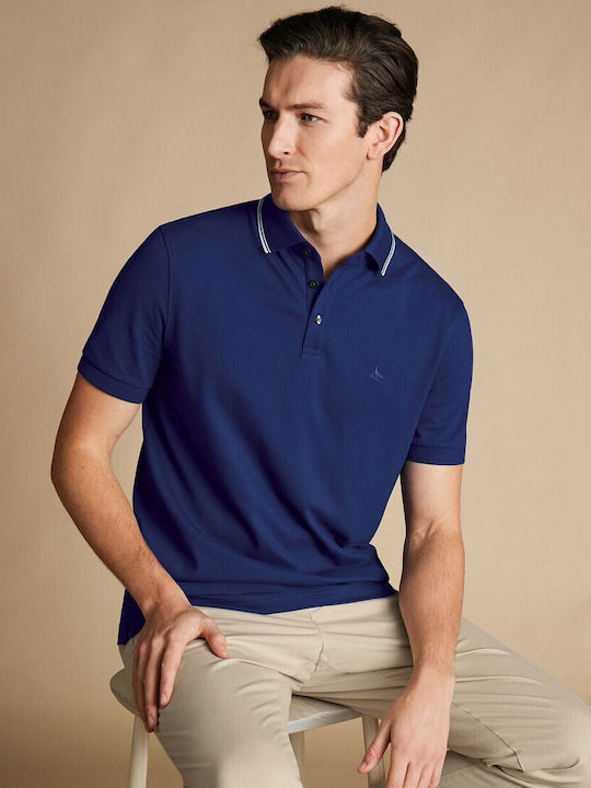 Charles Tyrwhitt Ανδρική Μπλούζα Κοντομάνικη Polo Ανοιχτο Μπλε