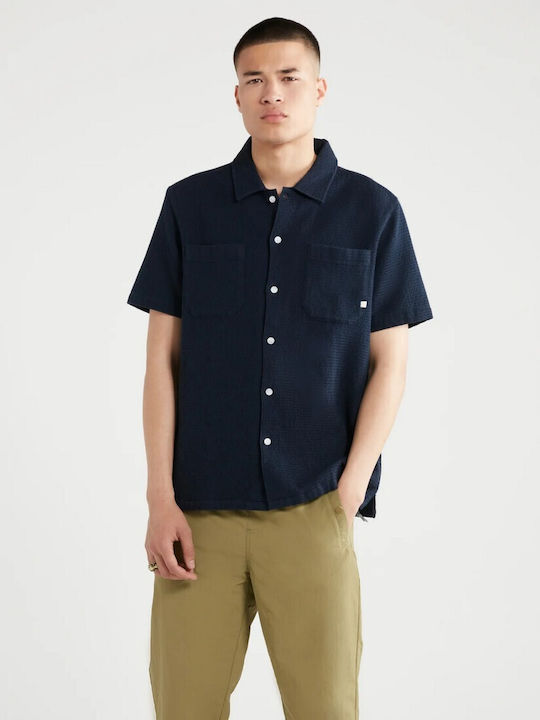 Farah Men's Shirt Short Sleeve Cotton dark blue