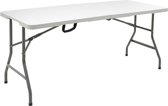 Rodeo Outdoor Dinner Foldable Table with Plastic Surface and Metal Frame White 240x76x74cm