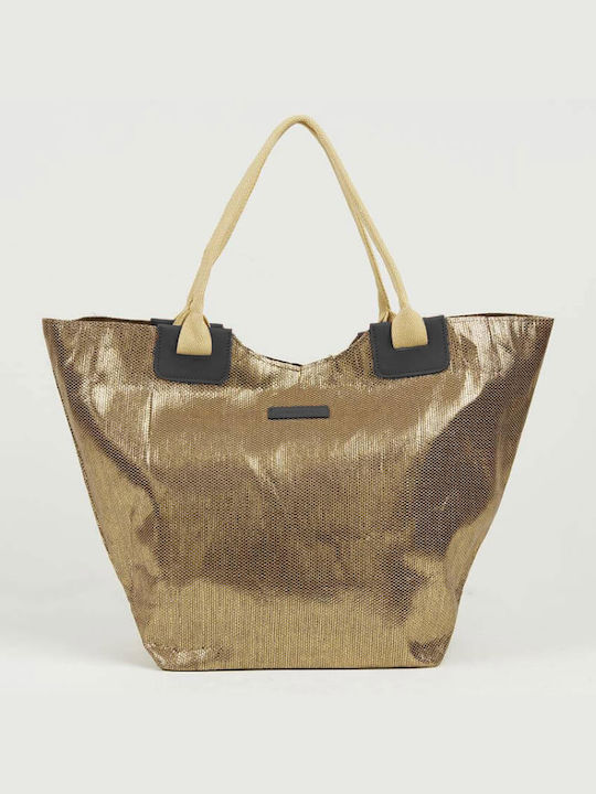 Pierre Cardin Ψάθινη Τσάντα Θαλάσσης Χρυσή