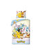 Pokemon Pikachu Eevee Friends Комплект Детска Завивка Единична с Калъфка Памучна Многоцветна 140x200см