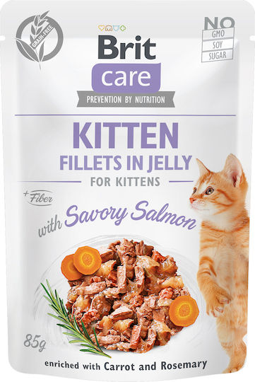 Brit Care Wet Cat Food for Junior Cats in Pouch with Salmon 85gr