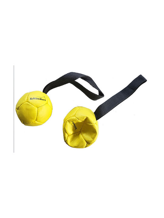 Schweikert Leder Hundeball Lederball Air Gelb 1 Griff 10cm