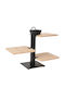 Excellent Houseware Ceramic Dessert Tower Stand with 3 Tiers with 3 Slots Black 15x32x27cm