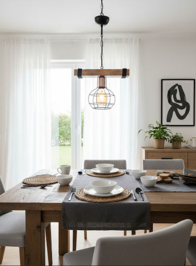 Pakketo Pwl1033 Pendant Light Black Boho with Rope for Socket E27 28.5x15x50cm