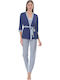 Sorrisino Summer Women's Robe with Pyjama Blue