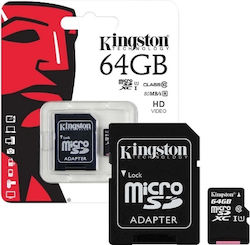 Kingston microSDHC 64GB Class 10 U1 UHS-I with Adapter