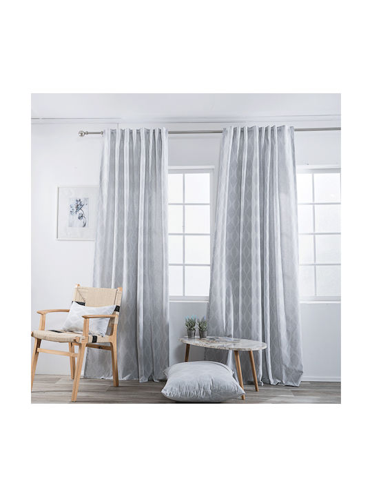 Teoran Κουρτίνα με Τρουκς Vivero Γκρι 140x275εκ.