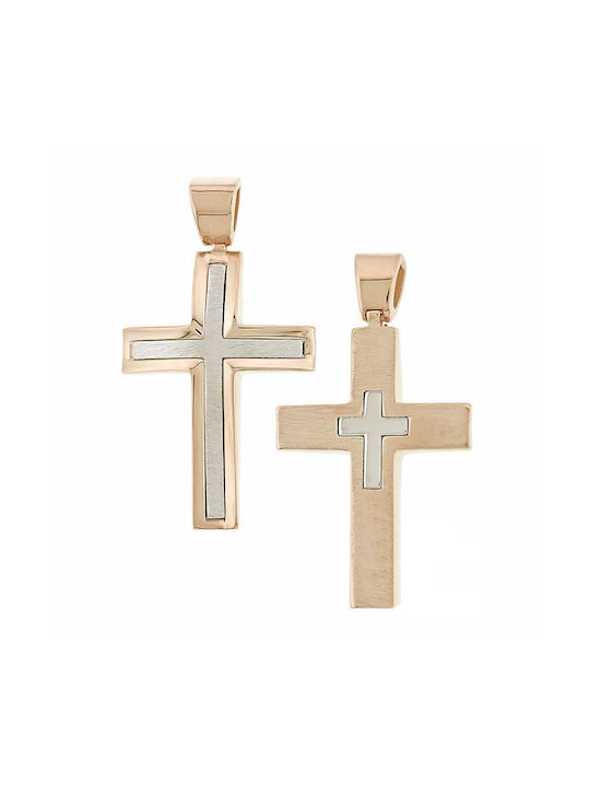 Damen Roségold Kreuz 14K Beidseitig