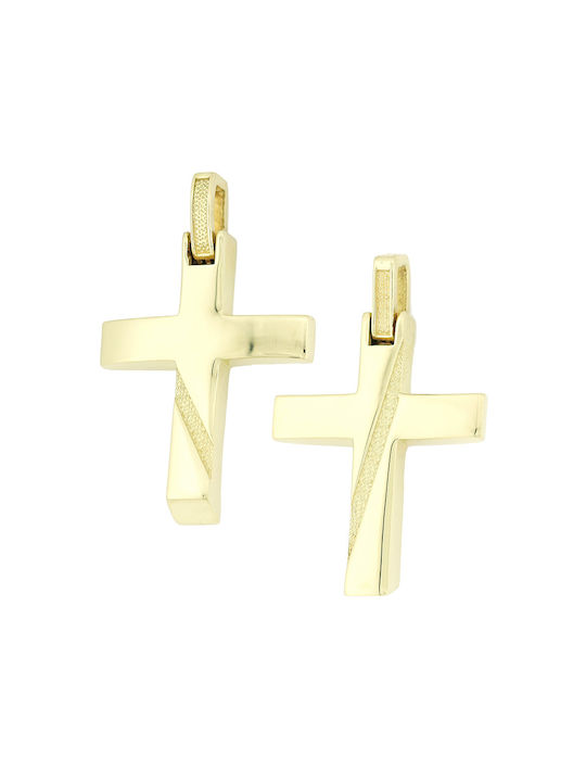 Men's Gold Cross 14K Double Sided