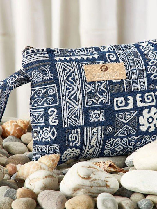 Whitegg Beach Bag with Ethnic design Blue