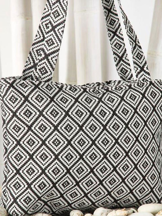 Whitegg Beach Bag with Ethnic design Black