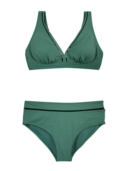 Bonito Bikini Set Triangle Top & Slip Bottom Green