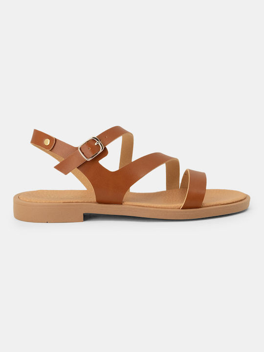 Bozikis Damen Flache Sandalen in Tabac Braun Farbe