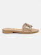 Bozikis Leather Women's Flat Sandals in Gold Color