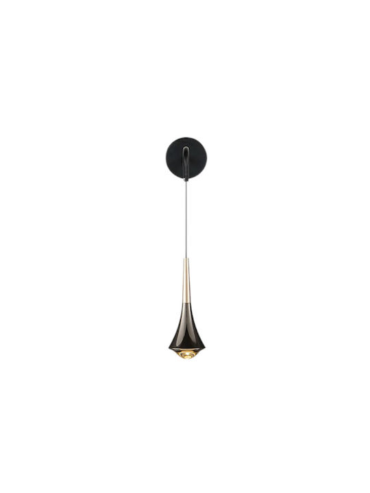 Ph212 Modern Wall Lamp with Integrated LED and Warm White Light Black 45x8cm