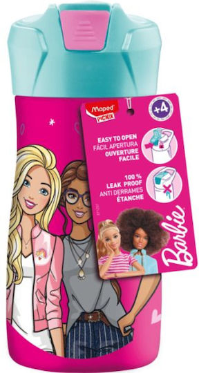 Maped Picnik Παιδικό Παγούρι Barbie Ανοξείδωτο με Καλαμάκι Φούξια 430ml