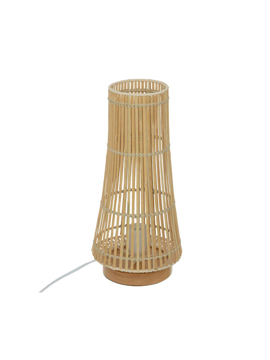 Atmosphera Mahe Wooden Table Lamp for E27 Socket with Beige Shade and Base