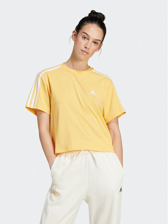 Adidas Essentials 3-stripes Γυναικείο Αθλητικό T-shirt Κίτρινο