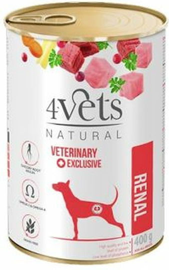 4Vets Wet Food Dogs in Cans with Chicken, Turkey, Meat, Calf and Beef 400gr