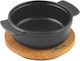 Cast Iron Serving Saucepan Black Wooden Base Φ11cm 18mm Enamel 1 Layer 1 Baking 630gr Lava Tg477510