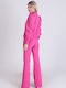 Damen Hoch tailliert Stoff Hose in Slim Passform Fuchsie