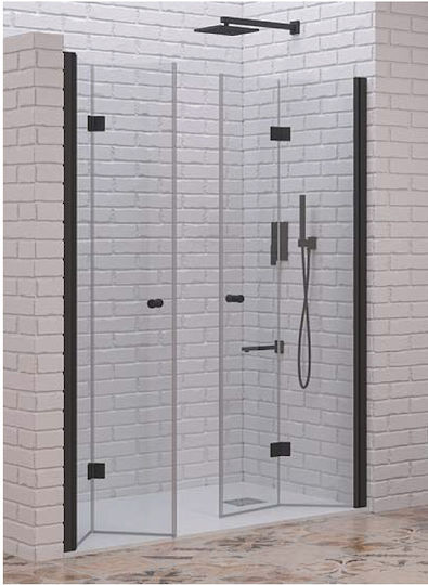 Karag S7 DP Duschwand für Dusche mit Aufklappbar Tür 170x200cm Klarglas Nero