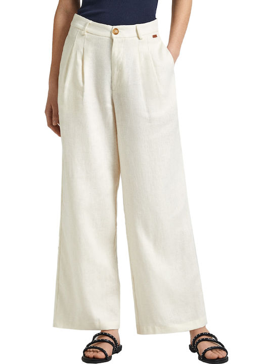 Pepe Jeans E2 Drop 4 Mae Damen Leinen Palazzohose Ecru Pepe Jeans E2 Drop 4 Mae Damen Leinen Palazzohose Ecru