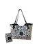 Midneto Kalliope Γυναικεία Τσάντα Shopper Ώμου Silver (Lurex) Black / Beige Black Labyrinth