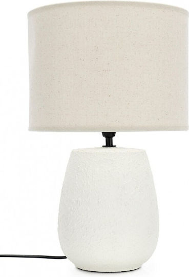 Bizzotto Ceramic Table Lamp with Beige Shade and White Base