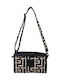 Erofili Δερμάτινη Γυναικεία Τσάντα Χιαστί Beige Black Chenille Labyrinth
