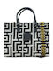 Leto Δερμάτινη Γυναικεία Τσάντα Tote Χειρός Silver (Lurex) Black Labyrinth