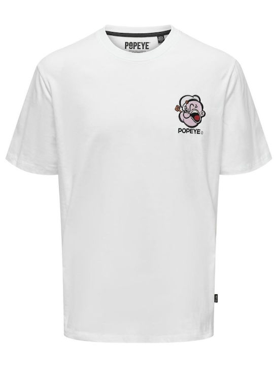 Only & Sons Popeye T-shirt Weiß Baumwolle