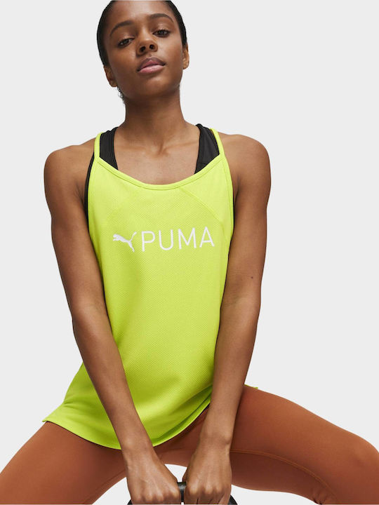 Puma Fit Fashion Γυναικεία Αθλητική Μπλούζα Αμάνικη Fast Drying με Διαφάνεια Yellow