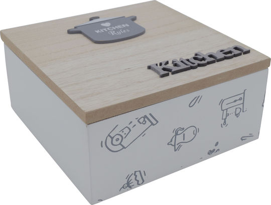 Uncle George Кутия за Чай с Капак Дървена Бяла 15x7x15см 1 Брой