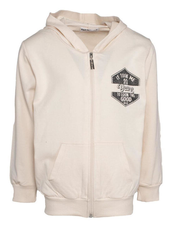 Kids Cardigan with Hood Ecru